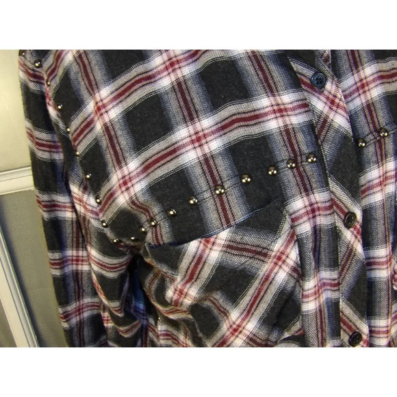 Rails Womens Rex Charcoal Berry Blush Studded Plaid Shirt Medium‎ - Picture 3 of 5